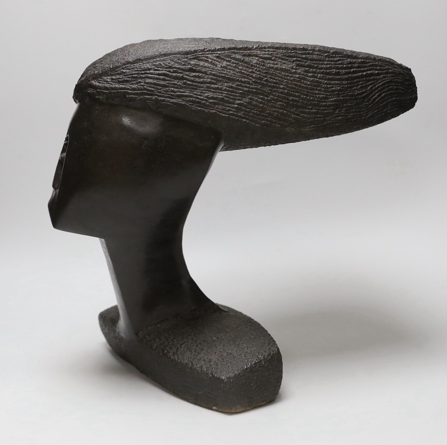 A Zimbabwe basalt head, 37cm high
